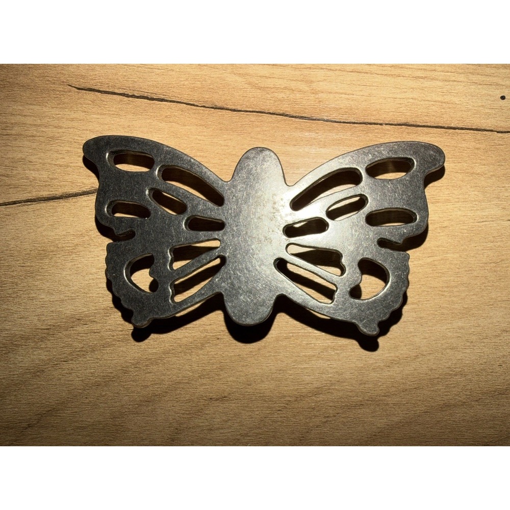 Beautiful Butterfly Shaped Figural Openwork Hippy Silver Tone Belt Buckle Boho
